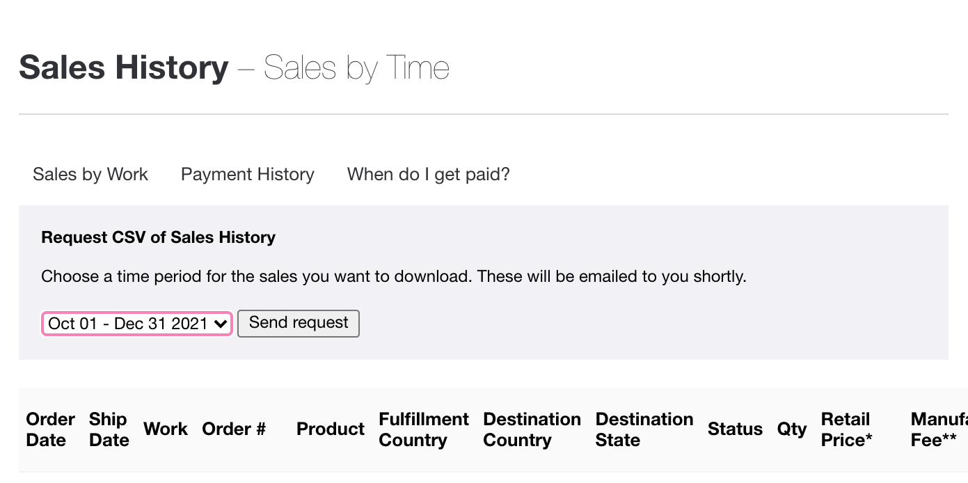 How do I get the CSV sales history report? – Redbubble