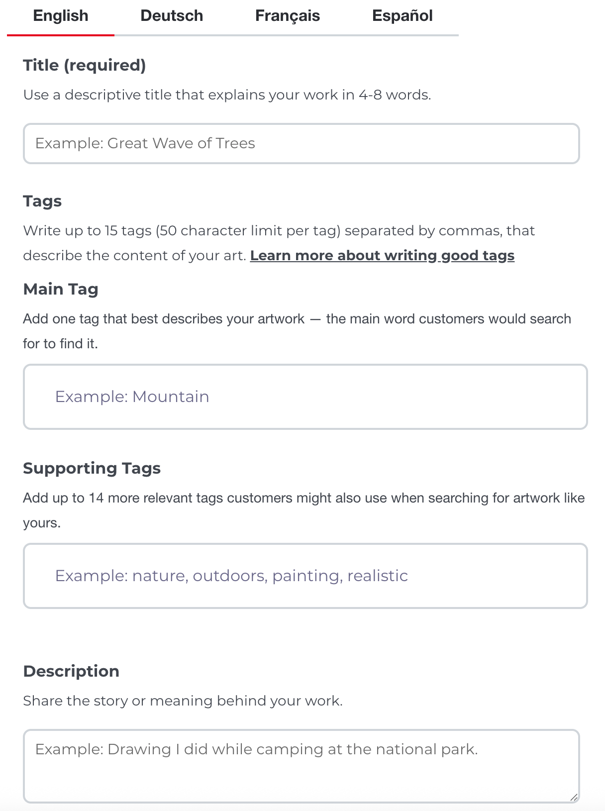 Work Details in English